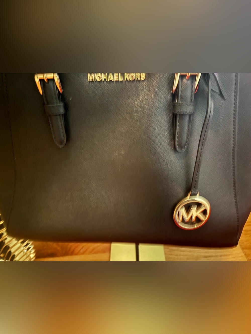 Michael Kors Black Saffiano Dome Satchel with Gold Hardware - Picture 3 of 10